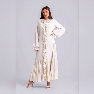 Zahraa The Label Mira Ruffle Long Sleeve Maxi Dress - Clair
